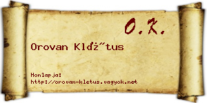 Orovan Klétus névjegykártya